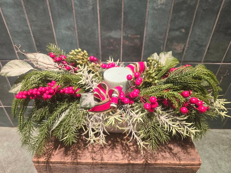 Christmas Table Centre in Silk Flowers