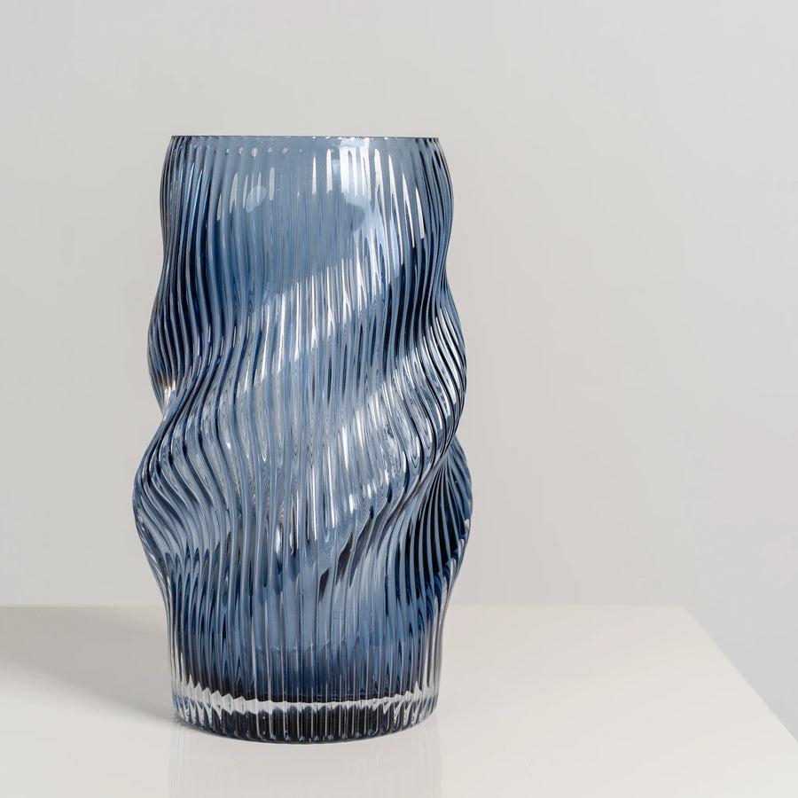 Blue Swirl ribbed Vases