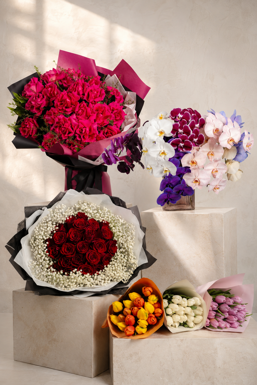 Florist creating a fresh seasonal arrangement