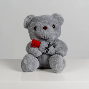 Grey Bear with Rose 30cm